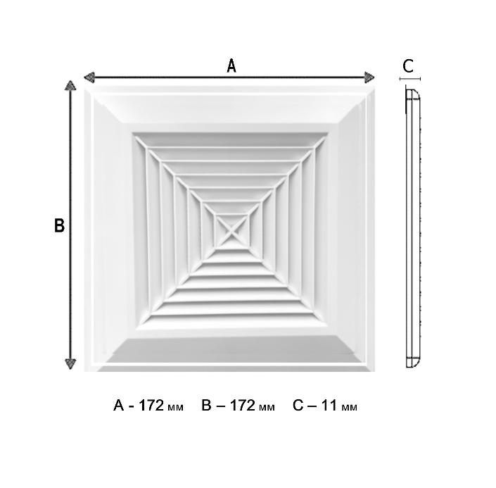Вентиляционная решетка квадратная 170х170