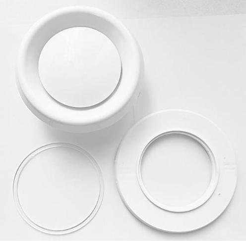 ДИФФУЗОР  потолочный регулируемый в  комплекте (платформа  для крепления к потолку + протекторное кольцо + лицевой регулируемый элемент) 100мм