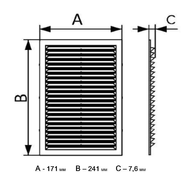 Вентиляционная решетка прямоугольная 182х252