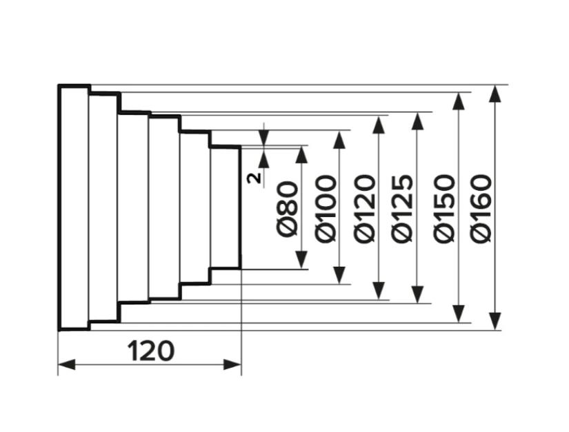 Редуктор-переходник универсалный 160/150/125/120/100/80